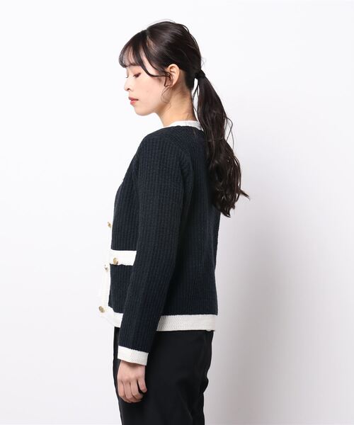 Te chichi（テチチ）の「ツイードニットカーディガン（カーディガン/ボレロ・レディース・ネイビー/オフホワイト・ﾌﾘ-）」の4枚目の写真