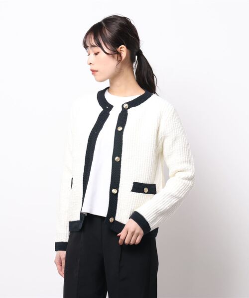 Te chichi（テチチ）の「ツイードニットカーディガン（カーディガン/ボレロ・レディース・ネイビー/オフホワイト・ﾌﾘ-）」の6枚目の写真