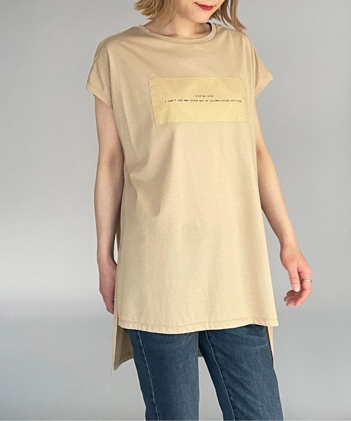 LUGIVA（ルギヴァ）の「ボックスロゴ フレンチロングTシャツ（Tシャツ/カットソー・レディース・チャコールグレー/ベージュ/オフホワイト/ブラック・M）」の4枚目の写真