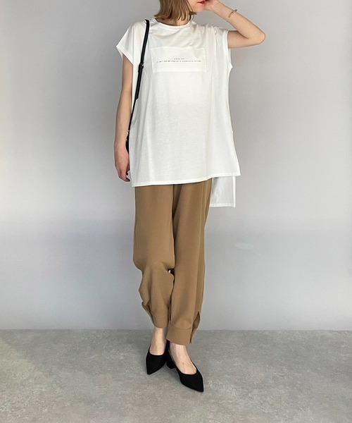 LUGIVA（ルギヴァ）の「ボックスロゴ フレンチロングTシャツ（Tシャツ/カットソー・レディース・チャコールグレー/ベージュ/オフホワイト/ブラック・M）」の20枚目の写真