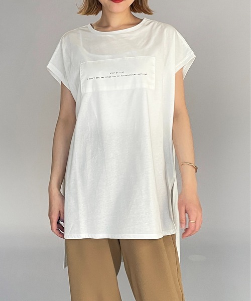 LUGIVA（ルギヴァ）の「ボックスロゴ フレンチロングTシャツ（Tシャツ/カットソー・レディース・チャコールグレー/ベージュ/オフホワイト/ブラック・M）」の19枚目の写真