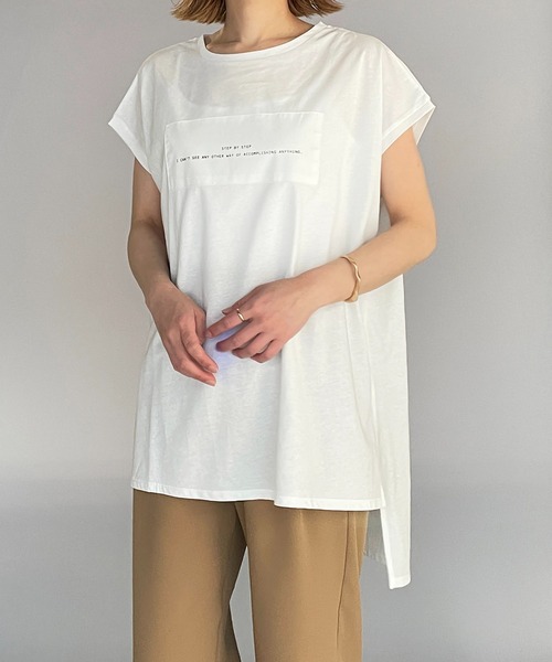 LUGIVA（ルギヴァ）の「ボックスロゴ フレンチロングTシャツ（Tシャツ/カットソー・レディース・チャコールグレー/ベージュ/オフホワイト/ブラック・M）」の15枚目の写真