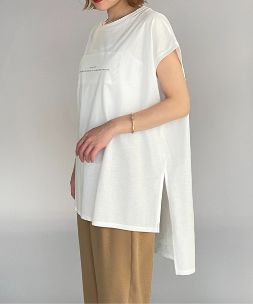 LUGIVA（ルギヴァ）の「ボックスロゴ フレンチロングTシャツ（Tシャツ/カットソー・レディース・チャコールグレー/ベージュ/オフホワイト/ブラック・M）」の16枚目の写真