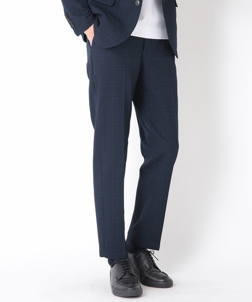 CROWDED CLOSET(クラウデッドクローゼット)の「【EVALET(エバレット)】サッカーチェックプリントパンツ/セットアップ・別売りジャケット有り(その他パンツ・メンズ・ネイビー/グレー・01/02/03/04)」の1枚目の写真