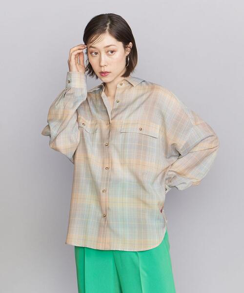 BEAUTY&YOUTH UNITED ARROWS（ビューティーアンドユースユナイテッドアローズ）の「BY バックタック オンブレーチェック シャツ -ウォッシャブル-◆（シャツ/ブラウス・レディース・ピンク/ライム・FREE）」の2枚目の写真
