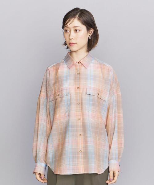 BEAUTY&YOUTH UNITED ARROWS（ビューティーアンドユースユナイテッドアローズ）の「BY バックタック オンブレーチェック シャツ -ウォッシャブル-◆（シャツ/ブラウス・レディース・ピンク/ライム・FREE）」の4枚目の写真