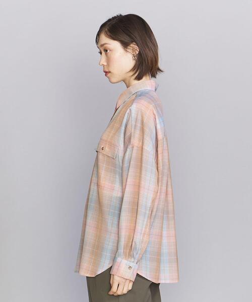 BEAUTY&YOUTH UNITED ARROWS（ビューティーアンドユースユナイテッドアローズ）の「BY バックタック オンブレーチェック シャツ -ウォッシャブル-◆（シャツ/ブラウス・レディース・ピンク/ライム・FREE）」の3枚目の写真