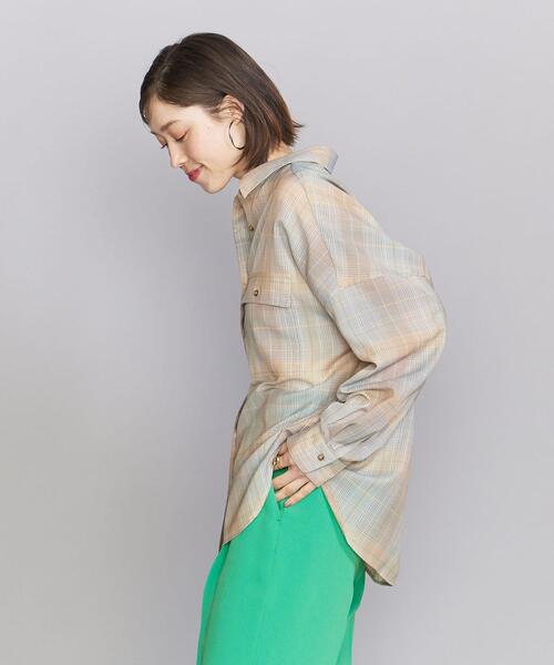 BEAUTY&YOUTH UNITED ARROWS（ビューティーアンドユースユナイテッドアローズ）の「BY バックタック オンブレーチェック シャツ -ウォッシャブル-◆（シャツ/ブラウス・レディース・ピンク/ライム・FREE）」の16枚目の写真