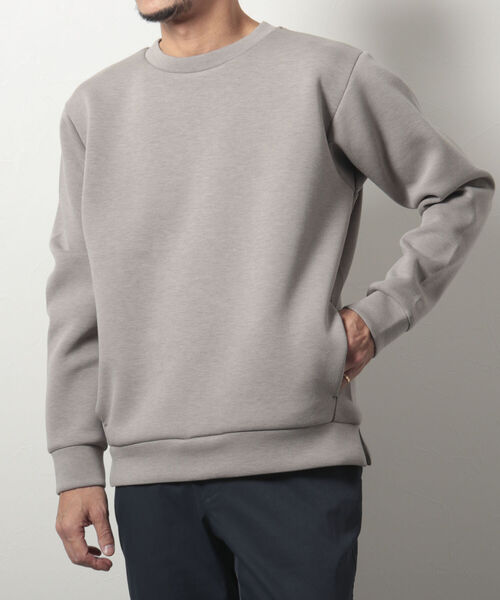 NOLLEY'S goodman（ノーリーズグッドマン）の「ダンボールニットプルオーバー(さらっとキレイに決まるダンボールニット素材)（スウェット・メンズ・ブラック/ライトグレー/グリーン/ベージュ/ネイビー・MEDIUM/LARGE）」の4枚目の写真