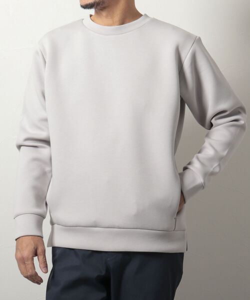 NOLLEY'S goodman（ノーリーズグッドマン）の「ダンボールニットプルオーバー(さらっとキレイに決まるダンボールニット素材)（スウェット・メンズ・ブラック/ライトグレー/グリーン/ベージュ/ネイビー・MEDIUM/LARGE）」の3枚目の写真