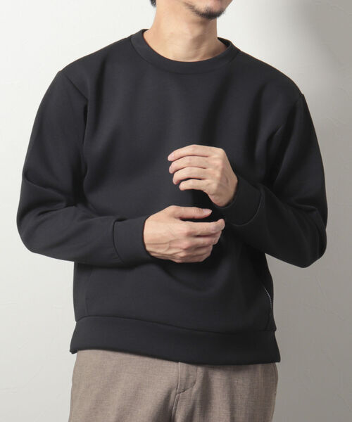 NOLLEY'S goodman（ノーリーズグッドマン）の「ダンボールニットプルオーバー(さらっとキレイに決まるダンボールニット素材)（スウェット・メンズ・ブラック/ライトグレー/グリーン/ベージュ/ネイビー・MEDIUM/LARGE）」の2枚目の写真