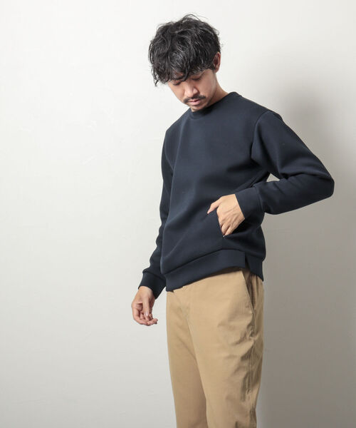 NOLLEY'S goodman（ノーリーズグッドマン）の「ダンボールニットプルオーバー(さらっとキレイに決まるダンボールニット素材)（スウェット・メンズ・ブラック/ライトグレー/グリーン/ベージュ/ネイビー・MEDIUM/LARGE）」の10枚目の写真