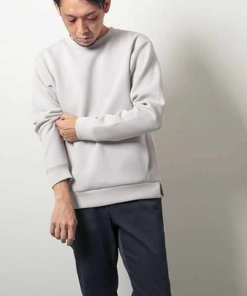 NOLLEY'S goodman（ノーリーズグッドマン）の「ダンボールニットプルオーバー(さらっとキレイに決まるダンボールニット素材)（スウェット・メンズ・ブラック/ライトグレー/グリーン/ベージュ/ネイビー・MEDIUM/LARGE）」の8枚目の写真