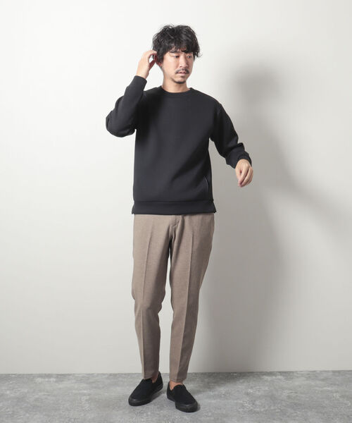 NOLLEY'S goodman（ノーリーズグッドマン）の「ダンボールニットプルオーバー(さらっとキレイに決まるダンボールニット素材)（スウェット・メンズ・ブラック/ライトグレー/グリーン/ベージュ/ネイビー・MEDIUM/LARGE）」の18枚目の写真