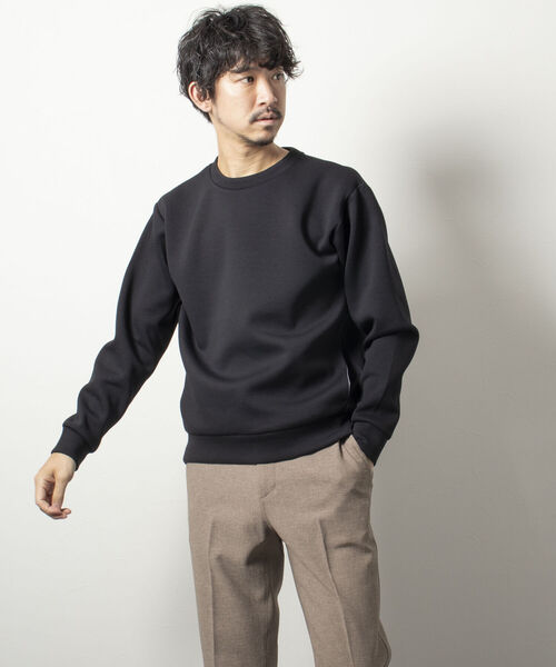 NOLLEY'S goodman（ノーリーズグッドマン）の「ダンボールニットプルオーバー(さらっとキレイに決まるダンボールニット素材)（スウェット・メンズ・ブラック/ライトグレー/グリーン/ベージュ/ネイビー・MEDIUM/LARGE）」の13枚目の写真