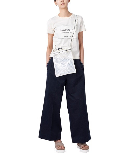 beautiful people（ビューティフルピープル）の「beautiful people “PLAID”ロゴテープビニールサコッシュ（ショルダーバッグ・レディース・オフホワイト/ブラック・FREE）」の4枚目の写真