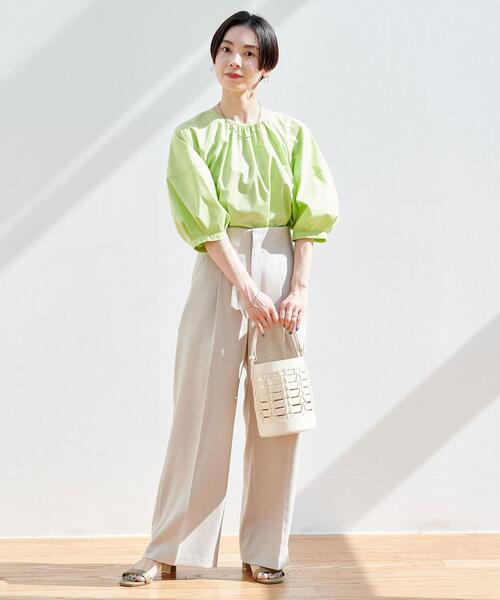 green label relaxing（グリーンレーベルリラクシング）の「【WEB限定】［ XS /H148-155㎝］ハイウエスト パンツ（その他パンツ・レディース・ネイビー/ナチュラル/ケリー・XS）」の4枚目の写真
