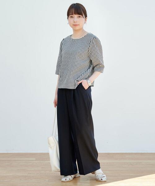 green label relaxing（グリーンレーベルリラクシング）の「【WEB限定】［ XS /H148-155㎝］ハイウエスト パンツ（その他パンツ・レディース・ネイビー/ナチュラル/ケリー・XS）」の8枚目の写真