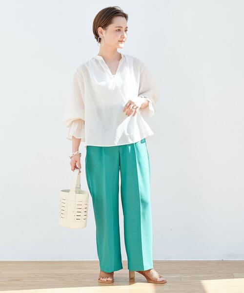 green label relaxing（グリーンレーベルリラクシング）の「【WEB限定】［ XS /H148-155㎝］ハイウエスト パンツ（その他パンツ・レディース・ネイビー/ナチュラル/ケリー・XS）」の11枚目の写真