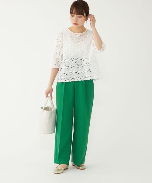 green label relaxing（グリーンレーベルリラクシング）の「【WEB限定】［ XS /H148-155㎝］ハイウエスト パンツ（その他パンツ・レディース・ネイビー/ナチュラル/ケリー・XS）」の14枚目の写真