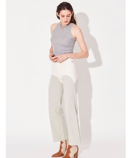 ALEXIA STAM（アリシアスタン）の「Contrast Color Wide Pants/コントラストカラーワイドパンツ（その他パンツ・レディース・ベージュ/アイボリー・S/M/XS）」の5枚目の写真