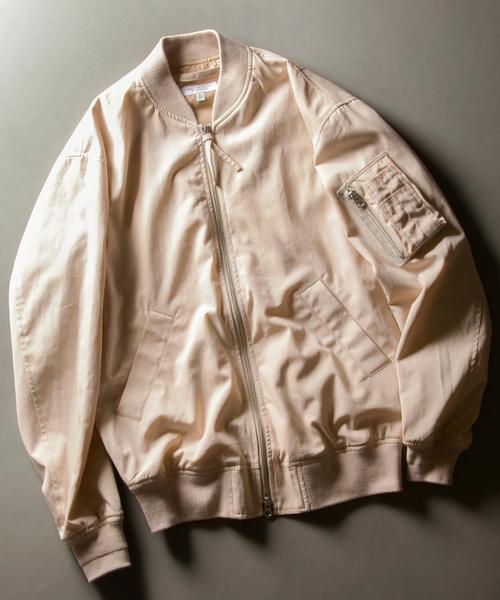 BEAUTY&YOUTH UNITED ARROWS(ビューティーアンドユースユナイテッドアローズ)の「BY ∴ 80/2 ギャバ MA-1(lksm)◆(ミリタリージャケット・メンズ・ナチュラル/ネイビー・SMALL/LARGE/X-LARGE/MEDIUM)」の1枚目の写真