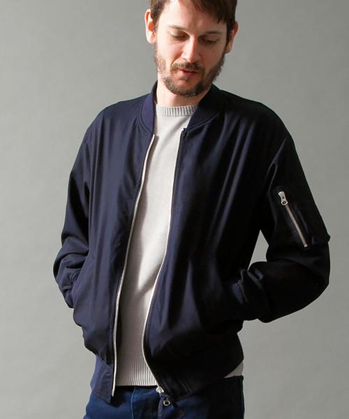 BEAUTY&YOUTH UNITED ARROWS(ビューティーアンドユースユナイテッドアローズ)の「BY ∴ 80/2 ギャバ MA-1(lksm)◆(ミリタリージャケット・メンズ・ナチュラル/ネイビー・SMALL/LARGE/X-LARGE/MEDIUM)」の2枚目の写真