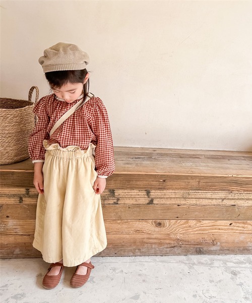 aimoha（アイモハ）の「aimoha-KIDS- ギンガムチェックガーリーブラウス（シャツ/ブラウス・キッズ・ブラウン/レッド・90/130/100/110/120/80）」の3枚目の写真