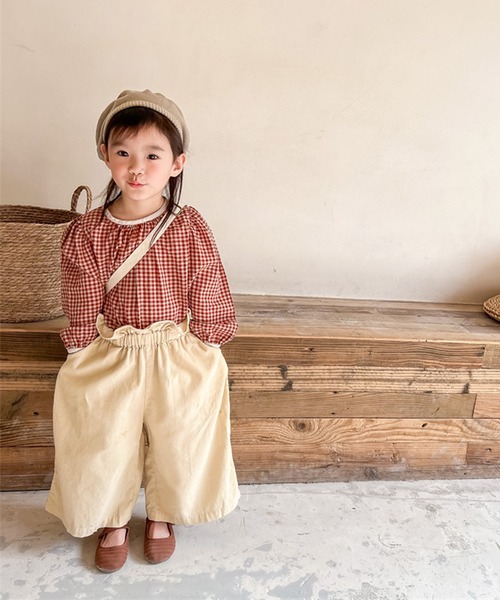 aimoha（アイモハ）の「aimoha-KIDS- ギンガムチェックガーリーブラウス（シャツ/ブラウス・キッズ・ブラウン/レッド・90/130/100/110/120/80）」の6枚目の写真