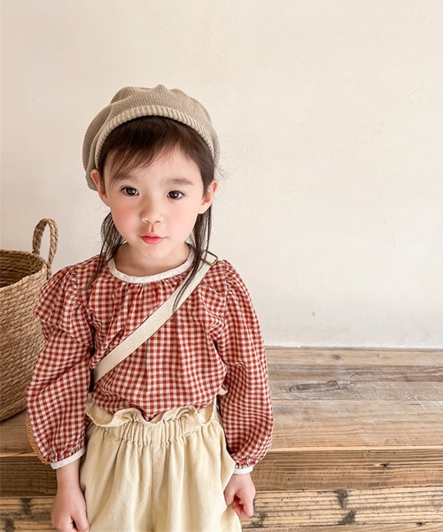 aimoha（アイモハ）の「aimoha-KIDS- ギンガムチェックガーリーブラウス（シャツ/ブラウス・キッズ・ブラウン/レッド・90/130/100/110/120/80）」の7枚目の写真