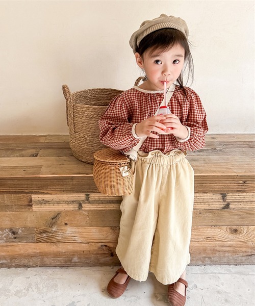 aimoha（アイモハ）の「aimoha-KIDS- ギンガムチェックガーリーブラウス（シャツ/ブラウス・キッズ・ブラウン/レッド・90/130/100/110/120/80）」の8枚目の写真