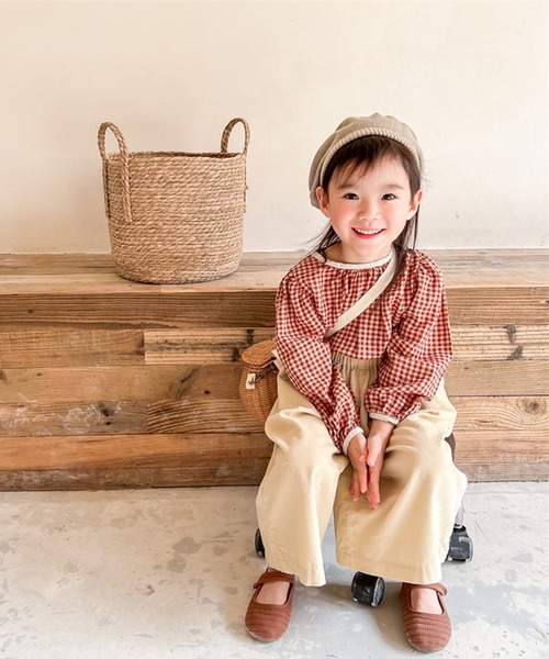 aimoha（アイモハ）の「aimoha-KIDS- ギンガムチェックガーリーブラウス（シャツ/ブラウス・キッズ・ブラウン/レッド・90/130/100/110/120/80）」の9枚目の写真