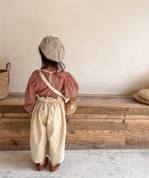 aimoha（アイモハ）の「aimoha-KIDS- ギンガムチェックガーリーブラウス（シャツ/ブラウス・キッズ・ブラウン/レッド・90/130/100/110/120/80）」の11枚目の写真