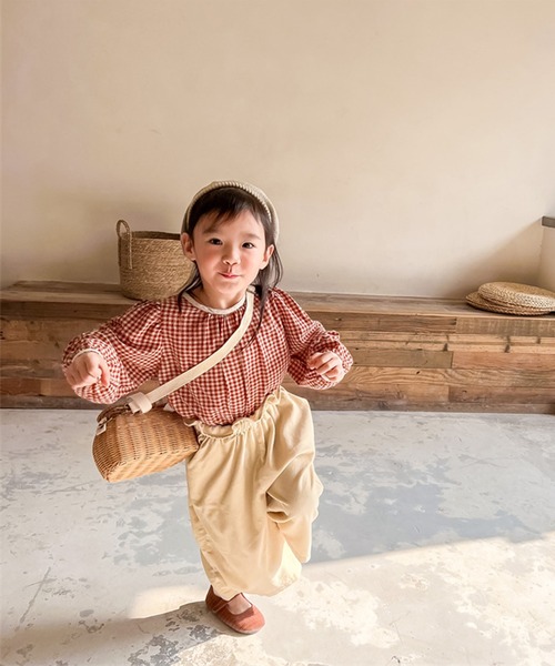 aimoha（アイモハ）の「aimoha-KIDS- ギンガムチェックガーリーブラウス（シャツ/ブラウス・キッズ・ブラウン/レッド・90/130/100/110/120/80）」の14枚目の写真