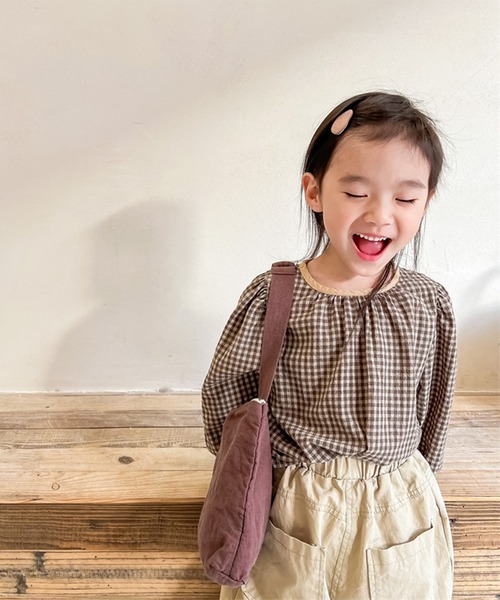aimoha（アイモハ）の「aimoha-KIDS- ギンガムチェックガーリーブラウス（シャツ/ブラウス・キッズ・ブラウン/レッド・90/130/100/110/120/80）」の17枚目の写真