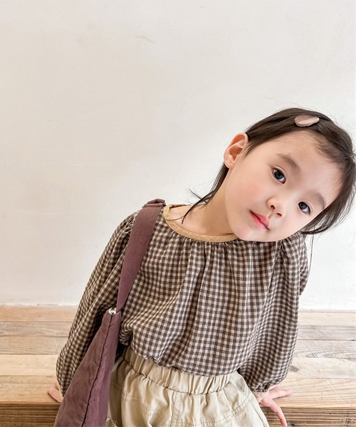 aimoha（アイモハ）の「aimoha-KIDS- ギンガムチェックガーリーブラウス（シャツ/ブラウス・キッズ・ブラウン/レッド・90/130/100/110/120/80）」の18枚目の写真