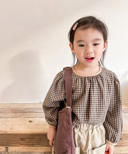 aimoha（アイモハ）の「aimoha-KIDS- ギンガムチェックガーリーブラウス（シャツ/ブラウス・キッズ・ブラウン/レッド・90/130/100/110/120/80）」の21枚目の写真