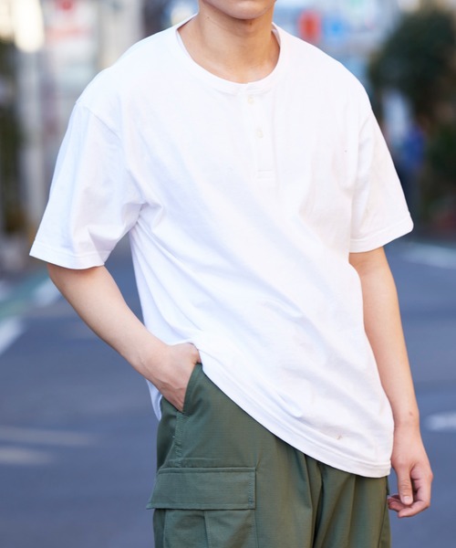 Printstar(プリントスター)の「【Printstar】5.6オンス CHN ヘビーウェイトヘンリーネックTシャツ ※00104(Tシャツ/カットソー・メンズ・ブラック/ホワイト・S/XL/L/M)」の8枚目の写真