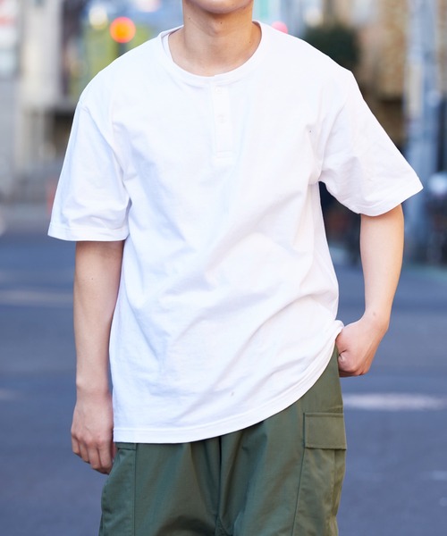 Printstar(プリントスター)の「【Printstar】5.6オンス CHN ヘビーウェイトヘンリーネックTシャツ ※00104(Tシャツ/カットソー・メンズ・ブラック/ホワイト・S/XL/L/M)」の7枚目の写真