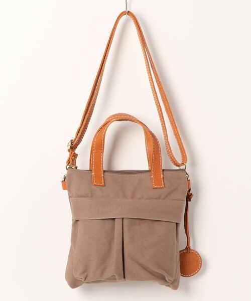 zucchero filato（ズッケロフィラート）の「【zucchero filato/ズッケロフィラート】キャンバス×カウレザー2wayハンドバッグ（ハンドバッグ・レディース・ネイビー/カーキ/グレー・FREE）」の2枚目の写真