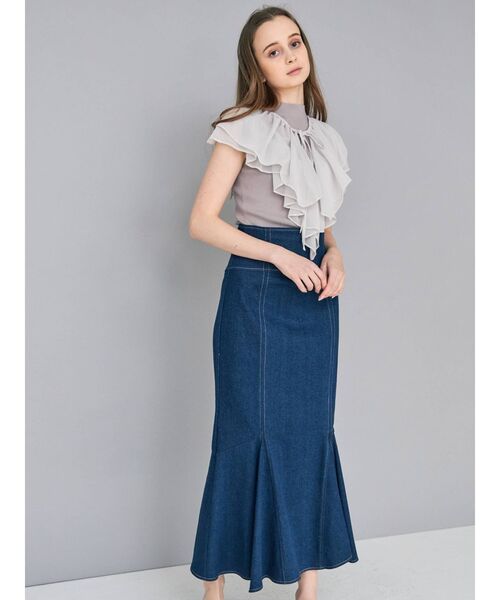 MERCURYDUO(マーキュリーデュオ)の「ストレッチデニムマーメイドスカート(スカート・レディース・インディゴブルー・SMALL/MEDIUM)」の3枚目の写真