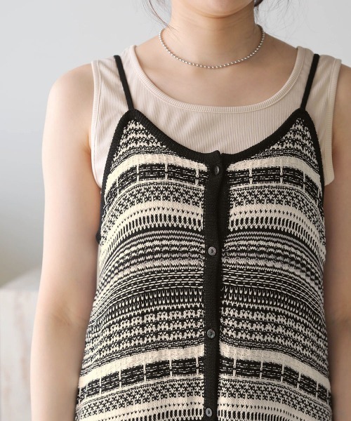 Bab（バブ）の「ミックスジャガードキャミワンピース（ワンピース・レディース・ブラック/ベージュ/アイボリー・M）」の20枚目の写真