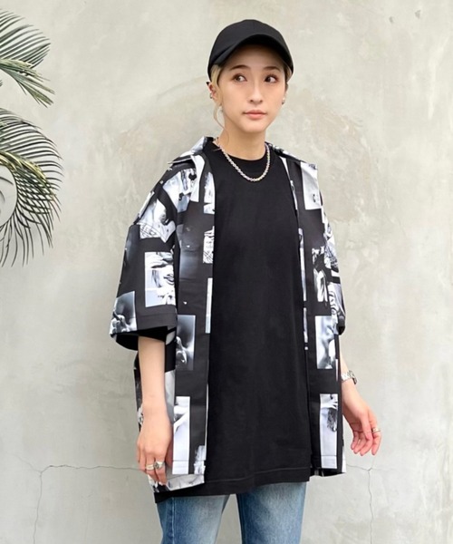 A4A(エーフォーエー)の「A4A/エーフォーエー/PHOTO s/s Shirts/フォトショートスリーブバック(シャツ/ブラウス・レディース・ブラック・MEDIUM/LARGE)」の1枚目の写真