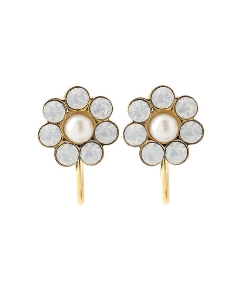 ANEMONE（アネモネ）の「ビジューフラワーイヤリング[A]（イヤリング・レディース・ホワイト/クリア/ゴールド・FREE）」の8枚目の写真