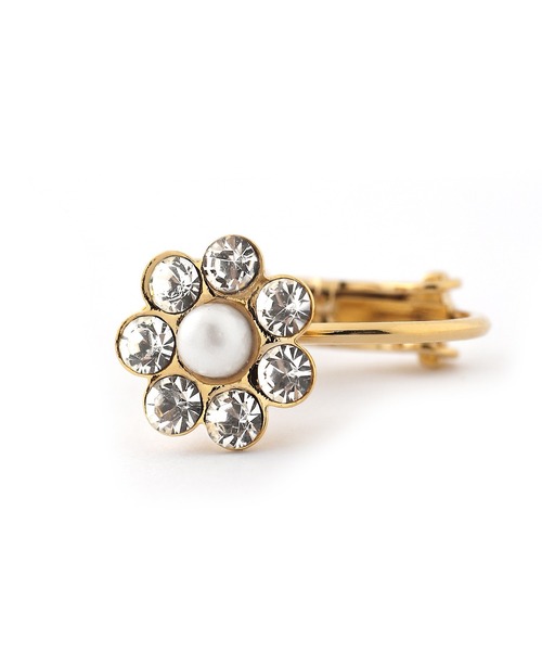 ANEMONE（アネモネ）の「ビジューフラワーイヤリング[A]（イヤリング・レディース・ホワイト/クリア/ゴールド・FREE）」の6枚目の写真