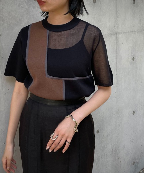 &g'aime(アンジェム)の「【&g’aime】カラーブロックニット(ニット/セーター・レディース・ブラック/アイボリー/チャコール・FREE)」の19枚目の写真