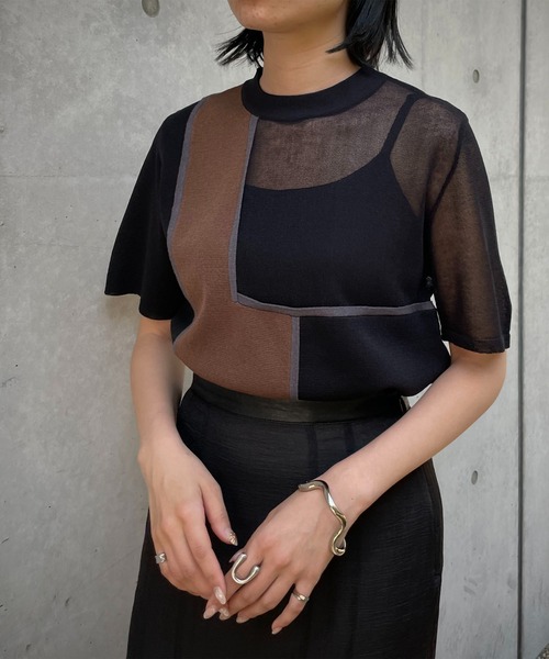 &g'aime(アンジェム)の「【&g’aime】カラーブロックニット(ニット/セーター・レディース・ブラック/アイボリー/チャコール・FREE)」の15枚目の写真