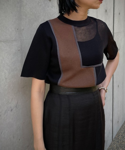 &g'aime(アンジェム)の「【&g’aime】カラーブロックニット(ニット/セーター・レディース・ブラック/アイボリー/チャコール・FREE)」の12枚目の写真