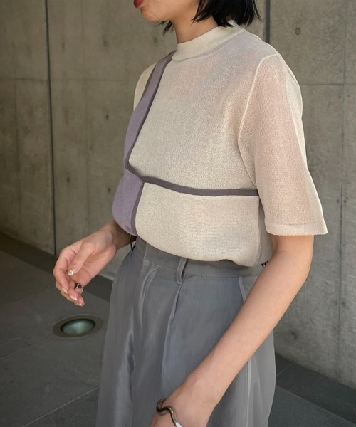 &g'aime(アンジェム)の「【&g’aime】カラーブロックニット(ニット/セーター・レディース・ブラック/アイボリー/チャコール・FREE)」の14枚目の写真