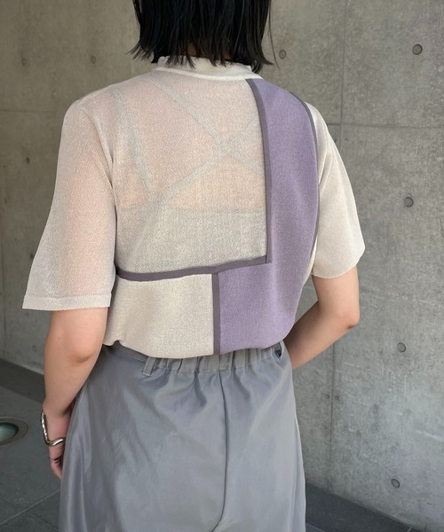 &g'aime(アンジェム)の「【&g’aime】カラーブロックニット(ニット/セーター・レディース・ブラック/アイボリー/チャコール・FREE)」の11枚目の写真